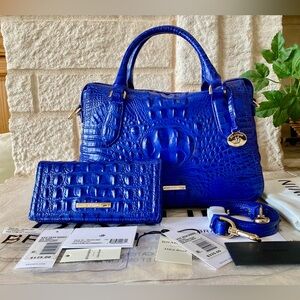 (($450 set ))⛴️BLUE ALDEN ROAD MICAELA Brahmin Satchel and ADY Wallet